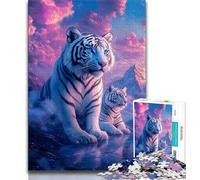 White Tiger Jigsaw Puzzles for Adults 1000 Piece,Stress Reliever Difficult Challenge Deal As Gifts for The Whole Family 50x75cm