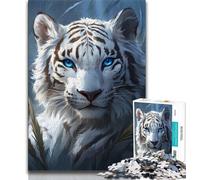 White Tiger Jigsaw Puzzles for Adults Teenagers Jigsaws Puzzle,Challenging To Complete But Fun And Humorous Educational Game for Birthday 38x26cm