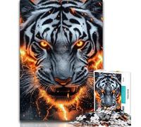 White Tiger Jigsaw Puzzles for Teenagers 1000 Jigsaws,Staycation Kill Time Every Piece Is Unique - Challenging Family Fun Game 38x26cm