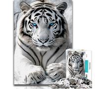 White Tiger Jigsaw Puzzles for Teenagers 1000 Piece Puzzle,family Fun Games Is Ideal As A Gift for The Whole Family 50x75cm