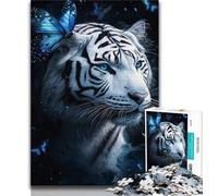 White Tiger Jigsaw Puzzles for Teenagers 1000 Pieces,Challenging Game And Family Play with Fully Interlocking Randomly Shaped Pieces 38x26cm