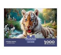 White Tiger Jigsaw Puzzles Puzzle for Adults Kids. 1000 Pieces Mountain Forest Great Gifts Challenge Toy Educational Games Home Decoration for Educational Games Gifts 52x38cm/1000pcs