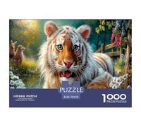 White Tiger Jigsaw Puzzles Puzzles for Adults Kids. 1000 Piece Mountain Forest Whimsical Challenge Toy Educational Games Home Decoration for Educational Games Gifts 70x50cm/1000pcs