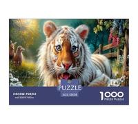 White Tiger Jigsaw Puzzles Puzzles for Adults Kids. 1000 Piece Mountain Forest Whimsical Challenge Toy Educational Game Home Decoration for Adults& Kids Age 14 Years Up 52x38cm/1000pcs