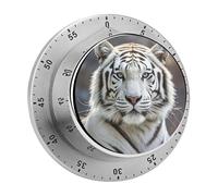 White Tiger Kitchen Timer - Mechanical Visual Timer, Stainless Steel Digital Timers with Magnetic Base Egg Timers for Hard Boiled Eggs 60-Minute Countdown Kitchen Clock for Cooking