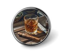 White Tiger Lapel Pin Fashion Brooch Pin Cute Button Badges Round Button Pins Enamel Pins Metal Pinback for Hat Shirt Clothing Bags Decoration, Cigar & Whiskey, Circular