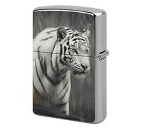White Tiger Lighter Case Metal Protective Cover with Double-Sided Art Design, Cool Lighters Pouch Shockproof Lighter Cover for Men Women Gifts, Lighters Not Included