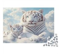 White Tiger Mom-Fantasy Wildlife Art 1000 Piece Jigsaws with Precision Cut Personalised Jigsaws As A Party Puzzle Game for Social Gatherings 52x38cm/1000pcs