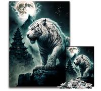 White Tiger Moon 1000 Pieces Puzzle Gifts Jigsaw Puzzles for Adults Family Activity Brain Teaser Home Decor 1000 PCS(38x26cm)