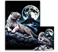 White Tiger Moon 1000 Pieces Puzzles for Adults Difficult Puzzles for Adults for Holidays Birthdays And Family Game Nights 1000 PCS(75x50cm)