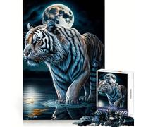 White Tiger Moon Adult Jigsaw1000 Pieces Clear Thinking Restful Escape Precise Edges (38x52cm)