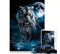 White Tiger Moon for Adults 1000 Piece Puzzle Brain Exercise Restful Escape Precision Cut Ideal Xmas Gift (50x75cm)