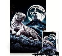 White Tiger Moon for Adults 1000 Piece Puzzle Think Training Serene Escape Defined Edges Creative Gift (38x52cm)