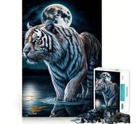 White Tiger Moon Jigsaw Puzzles for Adults 1000 Mind Boost Game Uniform Size Precise Pieces Travel-friendly Brain Game Gift (50x75cm)