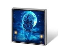 White Tiger Moon Starry Sky Button Pins Square Badge Personalized Button Brooch Lapel Pins for Women Men Gifts