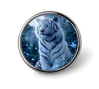 White Tiger Moonlight Butterflies White Tiger Galaxy Planets Round Aluminum Alloy Pin Badge, Decorative Brooch for Jackets, Backpacks, Hats, Shirts, Stylish Metal Lapel Pin Accessory for Men Women 1in