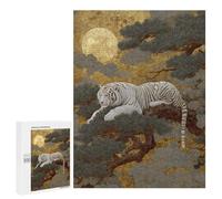 White Tiger Moonlit Forest Art Print Puzzle 1000 Teile Schwer Puzzle Spielzeug Lernspiel Impossible Herausforderungsspielzeug Für Erwachsene Kinder 500 PCS