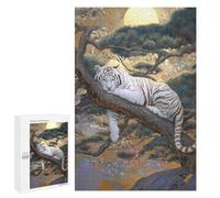 White Tiger Moonlit Forest Puzzle 1000 Teile Schwer Puzzle Spielzeug Lernspiel Impossible Herausforderungsspielzeug Für Erwachsene Kinder 1000 PCS