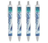 White Tiger Northern Lights Retractable Ballpoint Pen Black Ink Ball Point Pen Work Pens 4 PCS