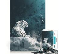 White Tiger on Rock 1000 Piece Puzzle For Adults Mind Skill Play Laser Cut for Flawless Fit Rewarding Activity for Rainy Days (38x26cm)