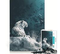 White Tiger on Rock 1000 Piece Teenager Puzzles Brain Boosting Play Tight Interlock No Gaps Relaxing Indoor Group Activity (38x52cm)