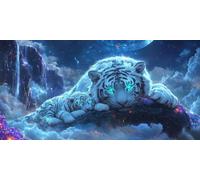 White Tiger Paint by Numbers for Adults, Canvas for Painting DIY Paint by Numbers Kits Canvas Wall Art Without Frame Watercolor Painting Kit, Gifts for Friends, Wall Decor, 80x160cm Starry Sky e-13
