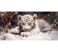 White Tiger Paint by Numbers for Adults, Canvas for Painting DIY Paint by Numbers Kits Canvas Wall Art Without Frame Large Watercolor Painting Kit, Gifts for Friends, Wall Decor, 80x160cm Winter e-8