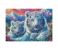 White Tiger Parent And Cub 300 PCS/40x28cm Jigsaw Puzzles Puzzles for Adults Teens Brain Game Fun Family Game Team Building Stress Reducing Autumn Thick Cardboard 300 PCS/40x28cm