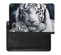 White Tiger Passport Holder,Compact Lightweight Waterproof Passport Cover, Portable Stylish Travel Wallet Accessories for Women Men