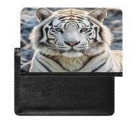 White Tiger Passport Holder with Card Slots Portable Passport Cover Compact Waterproof Passports Protector