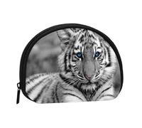 White Tiger Pattern, Women's Storage Bag Shell Makeup Bag Small Coin Purse Shell Change Pouch
