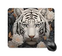 White Tiger Photo Puzzle Mouse Pad Square Laptop Mouse Mat Cute Computer Mousepad Keyboard Pad Non-Slip Desk Pads for Gaming Office Work Home 25 * 30cm