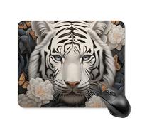 White Tiger Photo Puzzle Mouse Pad Square Laptop Mouse Mat Cute Computer Mousepad Keyboard Pad Non-Slip Desk Pads for Gaming Office Work Home 20 * 25cm