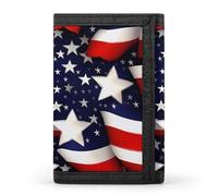 White Tiger Photo Puzzle Trifold Wallet Front Pocket Coin Purse - Slim Credit Card Holder for Men & Women, American Flag Stars Stripes, One Size, Classic