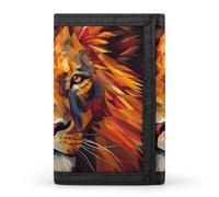 White Tiger Photo Puzzle Trifold Wallet Front Pocket Coin Purse - Slim Credit Card Holder for Men & Women, Yellow Lion Head, One Size, Classic
