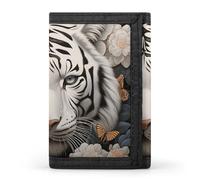 White Tiger Photo Puzzle Trifold Wallet Front Pocket Coin Purse - Slim Credit Card Holder for Men & Women, White Tiger Photo Puzzle, One Size, Classic