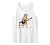 White Tiger Playing Bass Guitar Guitarist Rocker Pose White Tank Top