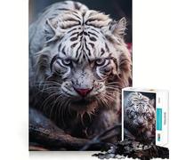 White Tiger Predator 1000 Piece Puzzle For Adults Mind Skill Play Laser Cut for Flawless Fit Rewarding Activity for Rainy Days (50x75cm)
