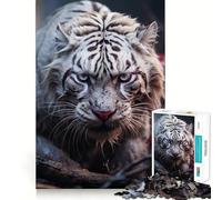White Tiger Predator Jigsaw for Teenagers 1000 Pieces Mind Boost Fun Clean Cut Sturdy Components Heartwarming Gathering Activity (38x52cm)