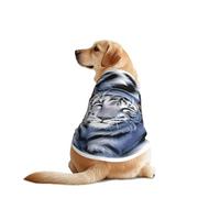 White Tiger Print Dog Outfit Sleeveles, Funny Pet Dog Clothes Machine Washable Shirt Vest For Medium Large Dogs