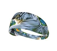 White Tiger Print Men's and Women's Anti Sweat Headbands for Exercise, Basketball Running Fitness Anti Slip Headbands