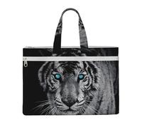 White Tiger Printed Document Bag Teacher Canvas File Tote Bag Pouch for Work, Casual Handbag for Office School Travel Beach