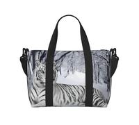 White Tiger Printed Women's Tote Bag Portable Crossbody Bag Suitable for Gym Workouts Commuting and Travel
