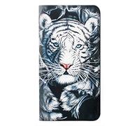 White Tiger PU Leather Flip Case Cover For Google Pixel 4a 5G