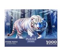 White Tiger Puzzle for Adults: White Tiger Walking in Icy Forest Brainteasing & Challenging Game for Wall Decoration 38x26cm/1000pcs