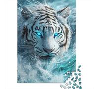 White Tiger Puzzle Jigsaw Puzzle for Adults 1000 Piece Jigsaw Puzzle Water Elements Puzzle Game for Family Relaxation Focus Gift 38x26cm/1000pcs