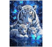 White Tiger Puzzles for Adults 1000 Pieces, Blue Butterfly Nature Jigsaw Puzzle, Challenging Wildlife Animal Art Puzzle, Beautiful Tiger Family Puzzle for Home Wall Decor