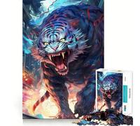 White Tiger Rage Jigsaw for Adults 1000 Pieces Brain Memory Game Laser Cut for Flawless Fit Unique Gift for Stress Relief (38x52cm)