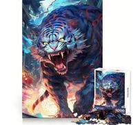 White Tiger Rage Jigsaw Puzzle for Adults 1000 Pieces Thought Training Calm Recreation Uniform Cut Festive Present (38x52cm)