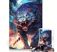 White Tiger Rage Jigsaw Puzzles for Teenagers 1000 Focus Ability Relaxed Leisure Interlock Well Best Gift (50x75cm)